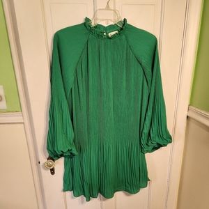 Green Pleated Mini Dress